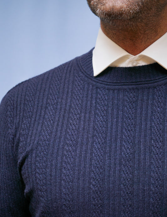 Girocollo treccia blu