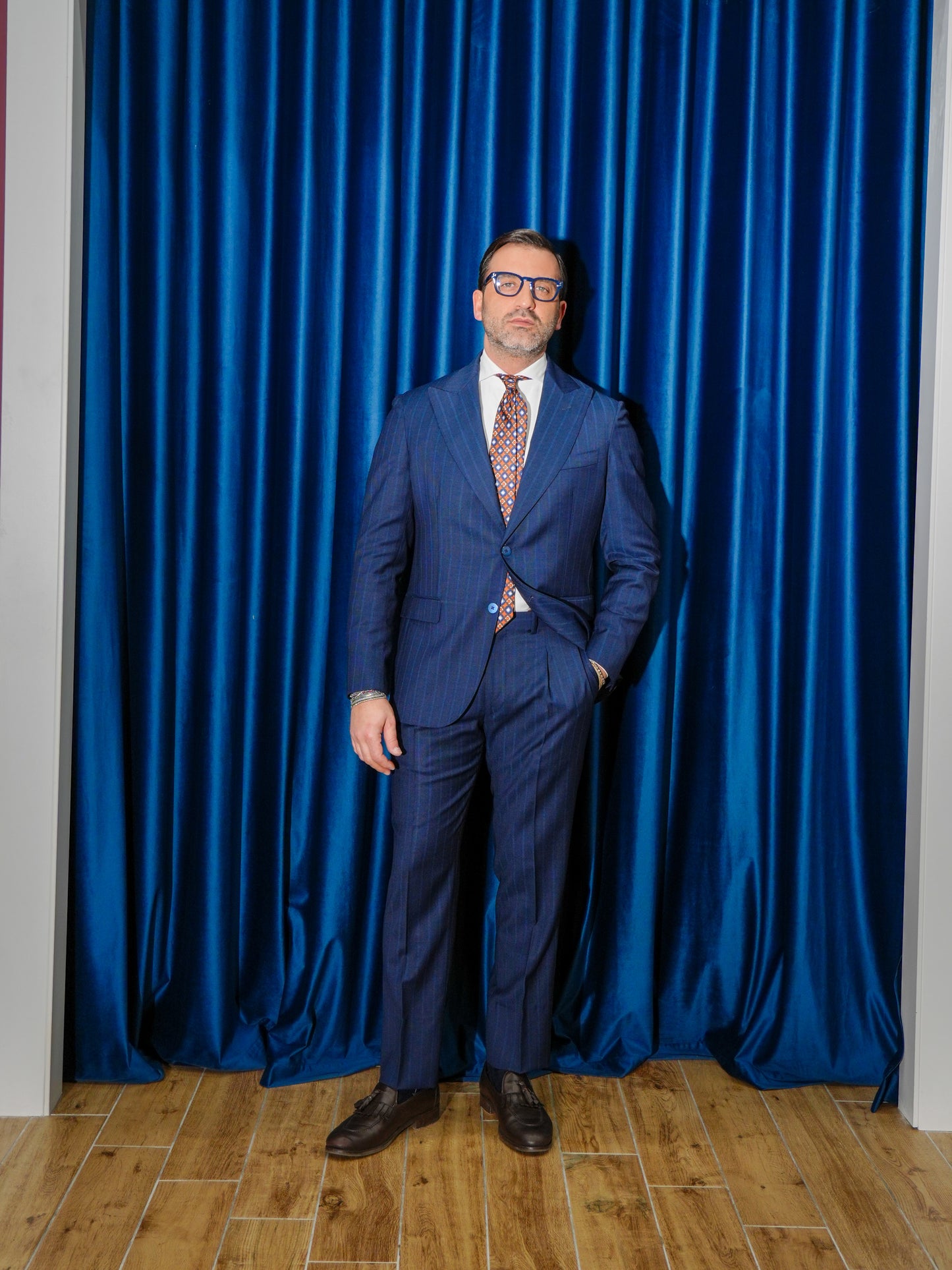 ABITO GESSATO MONOPETTO BLU