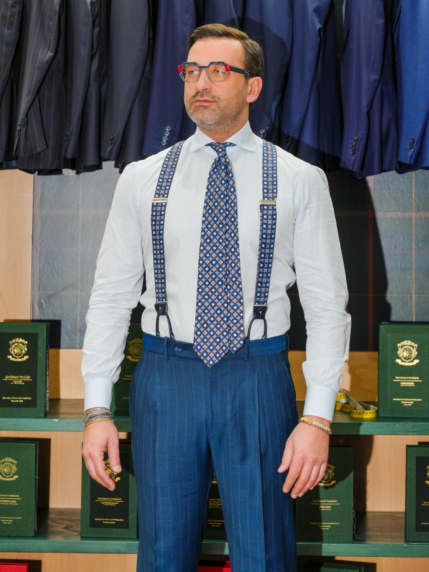 ABITO GESSATO MONOPETTO BLU CHIARO