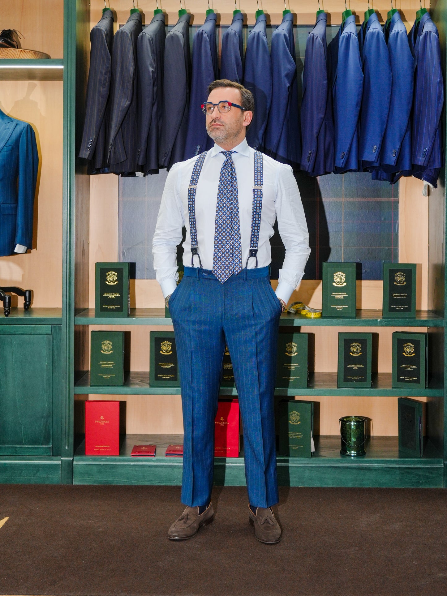 ABITO GESSATO MONOPETTO BLU CHIARO