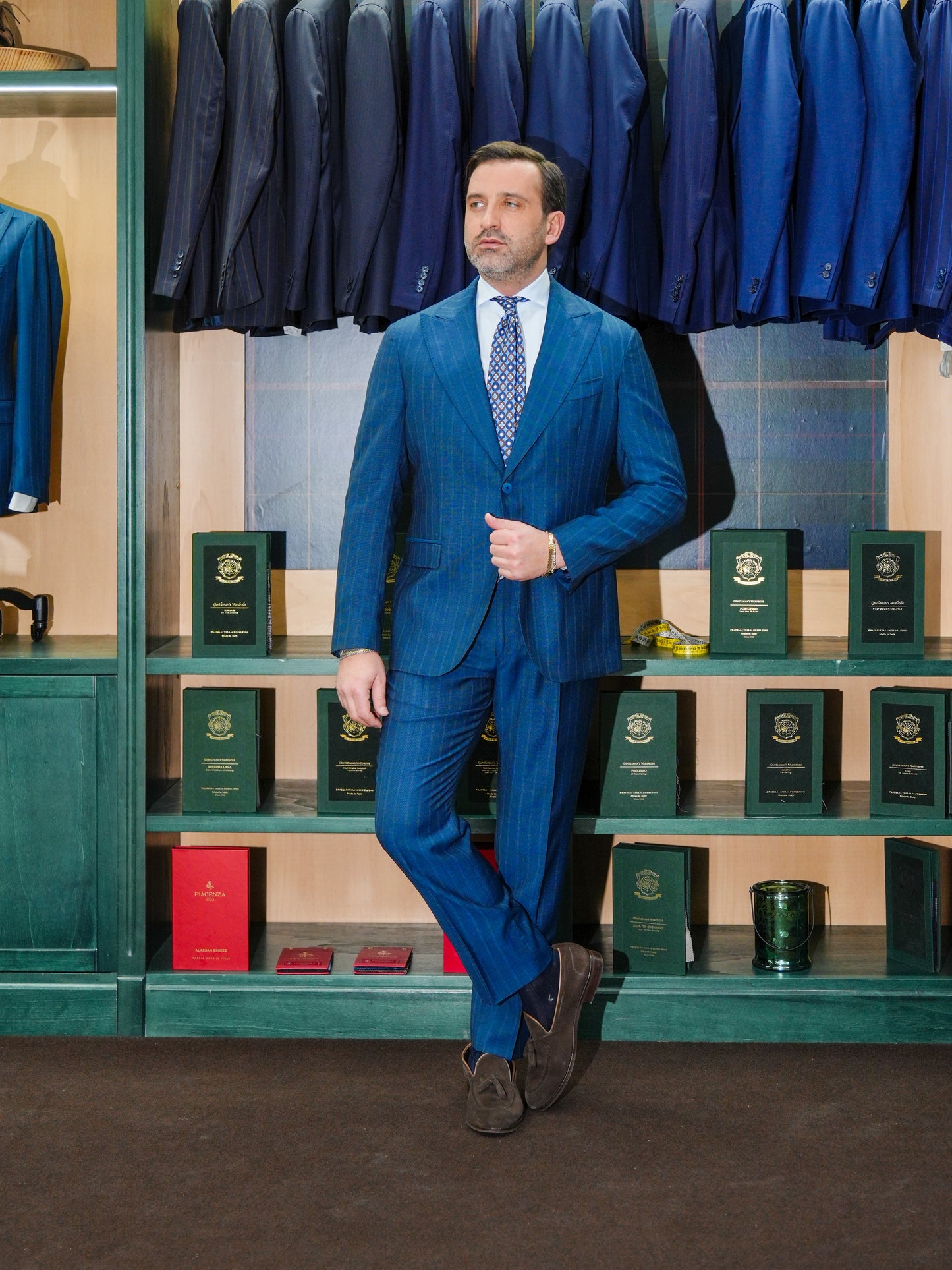 ABITO GESSATO MONOPETTO BLU CHIARO