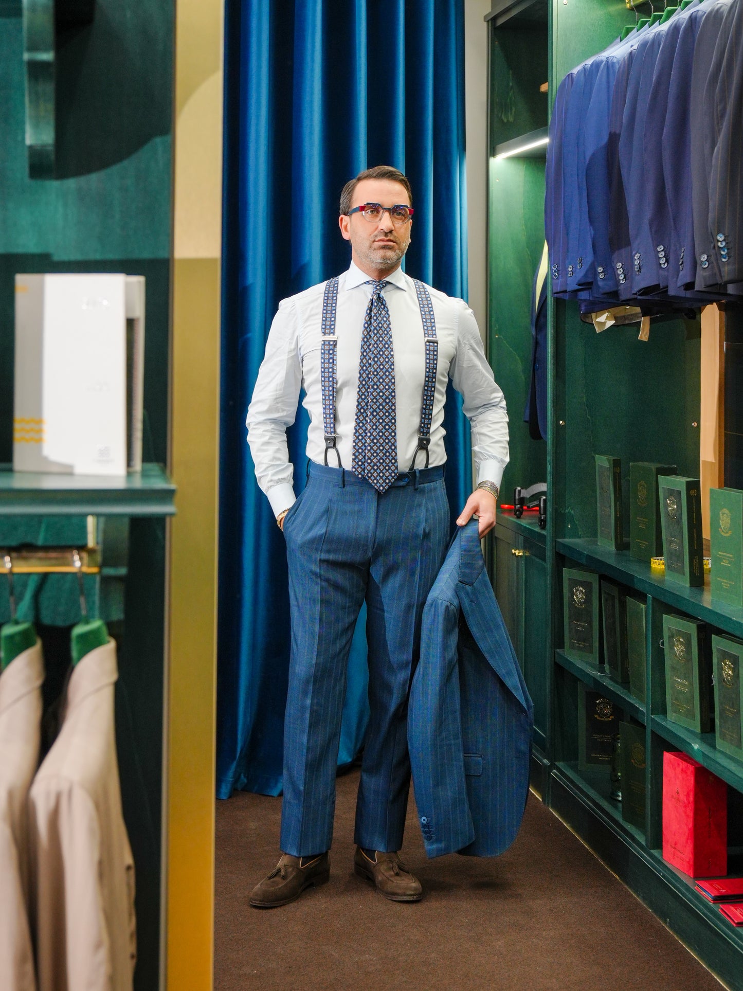 ABITO GESSATO MONOPETTO BLU CHIARO