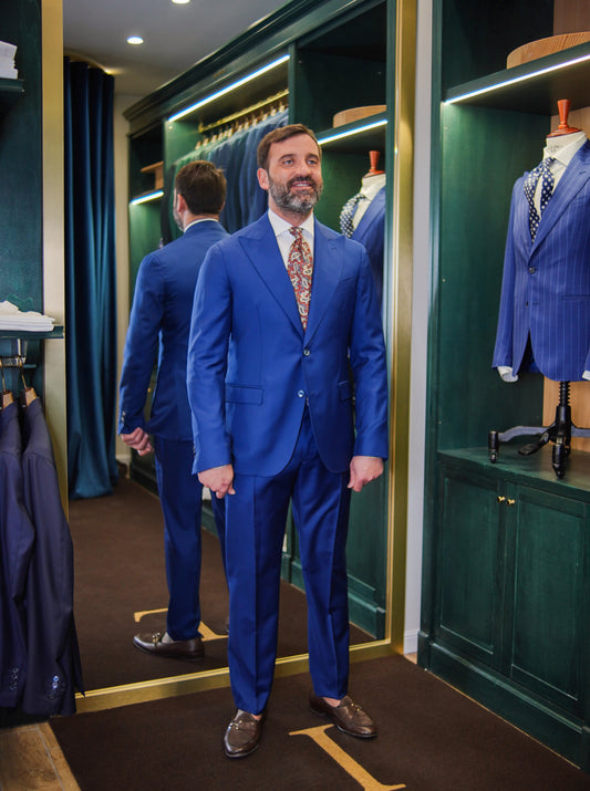 ABITO MONOPETTO BLU COBALTO