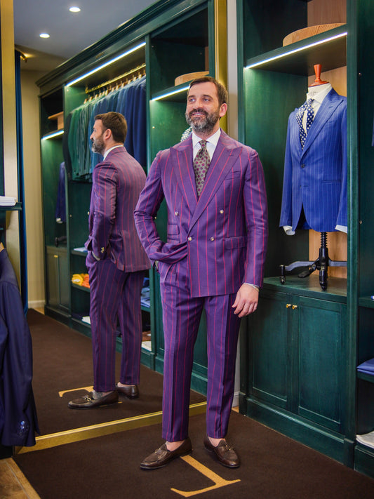 ABITO DOPPIOPETTO GESSATO VIOLA