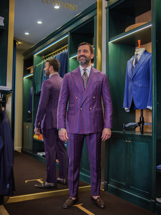 ABITO DOPPIOPETTO GESSATO VIOLA