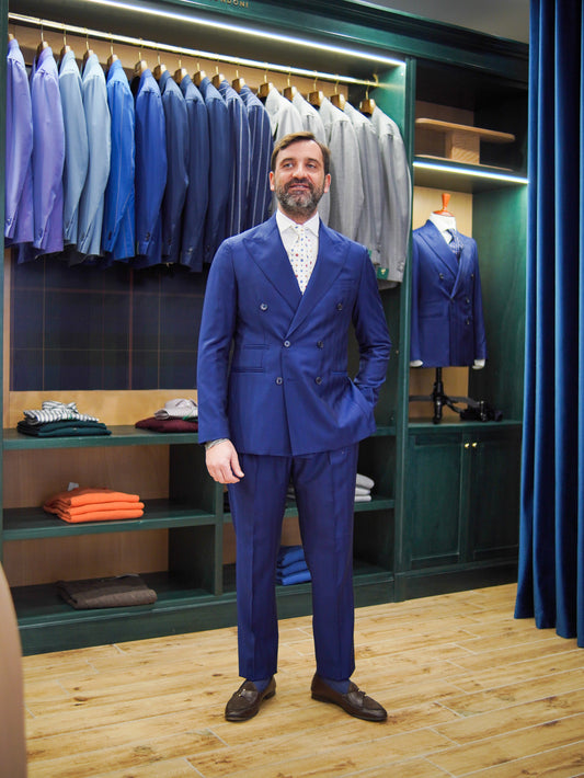 ABITO DOPPIOPETTO BLU SPIGATO