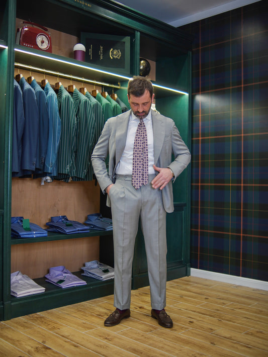 ABITO MONOPETTO SPIGATO GRIGIO CHIARO