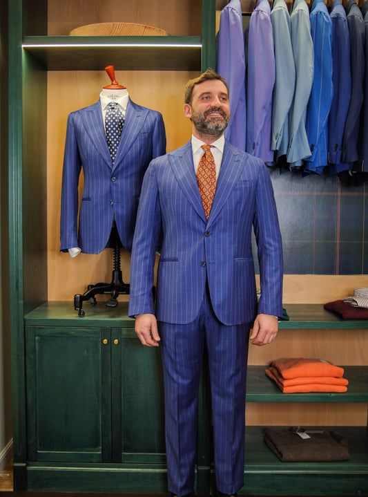 ABITO GESSATO MONOPETTO BLU