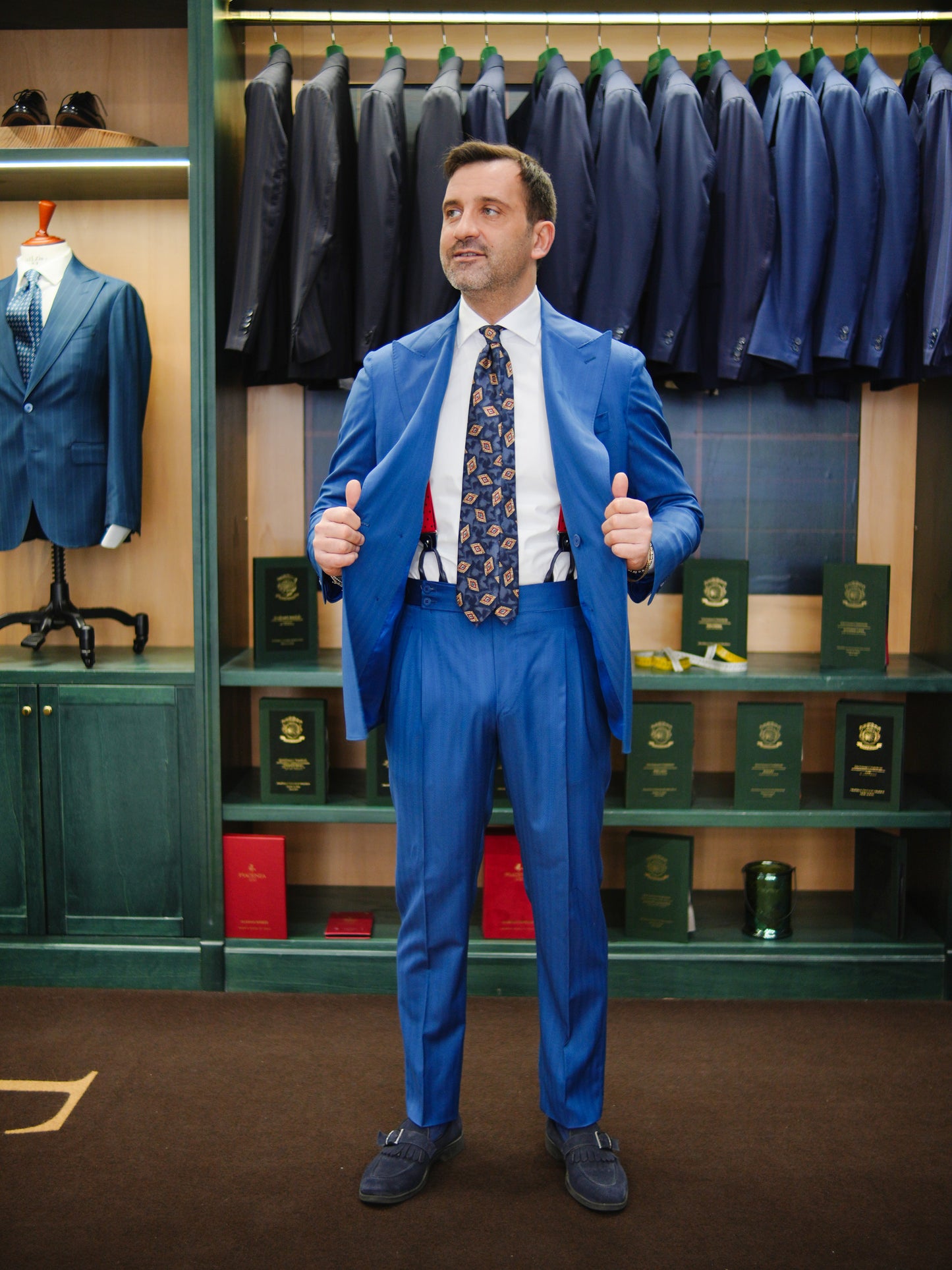 ABITO DOPPIOPETTO BLU REALE SPIGATO