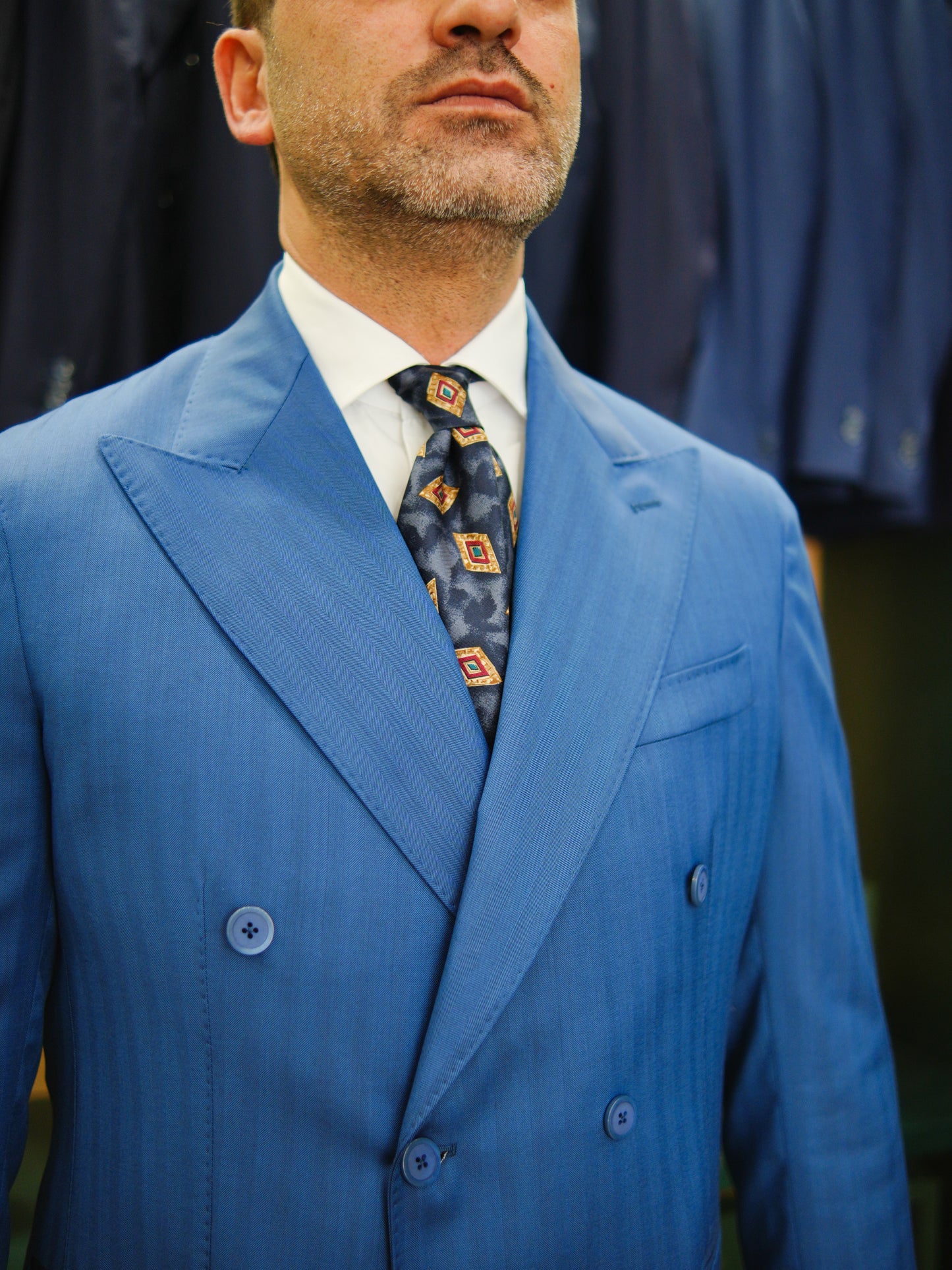 ABITO DOPPIOPETTO BLU REALE SPIGATO