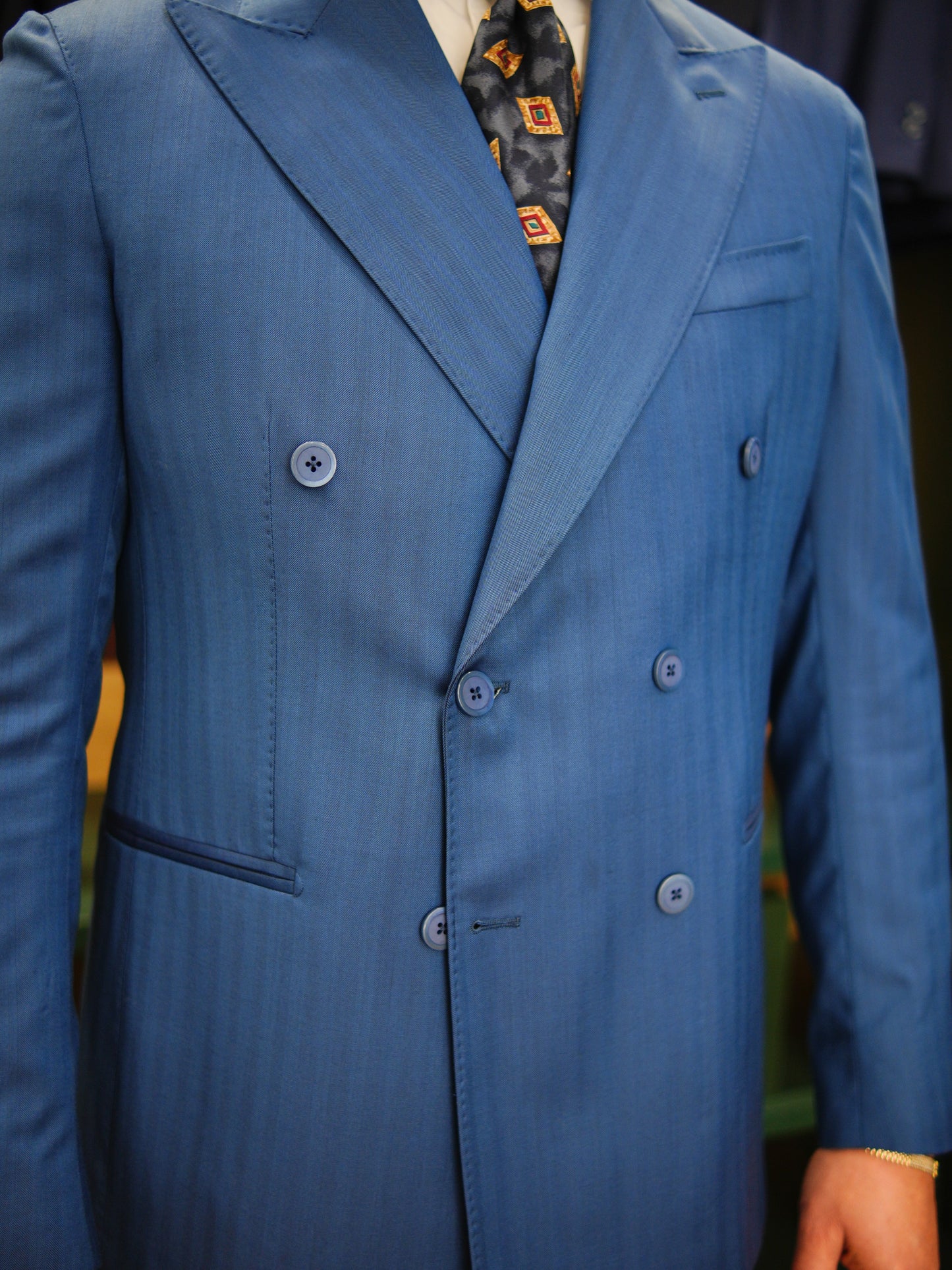 ABITO DOPPIOPETTO BLU REALE SPIGATO