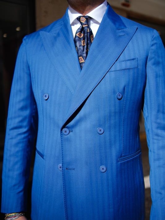 ABITO DOPPIOPETTO BLU REALE SPIGATO