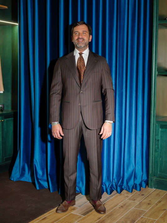 ABITO GESSATO TELA INGLESE MORO