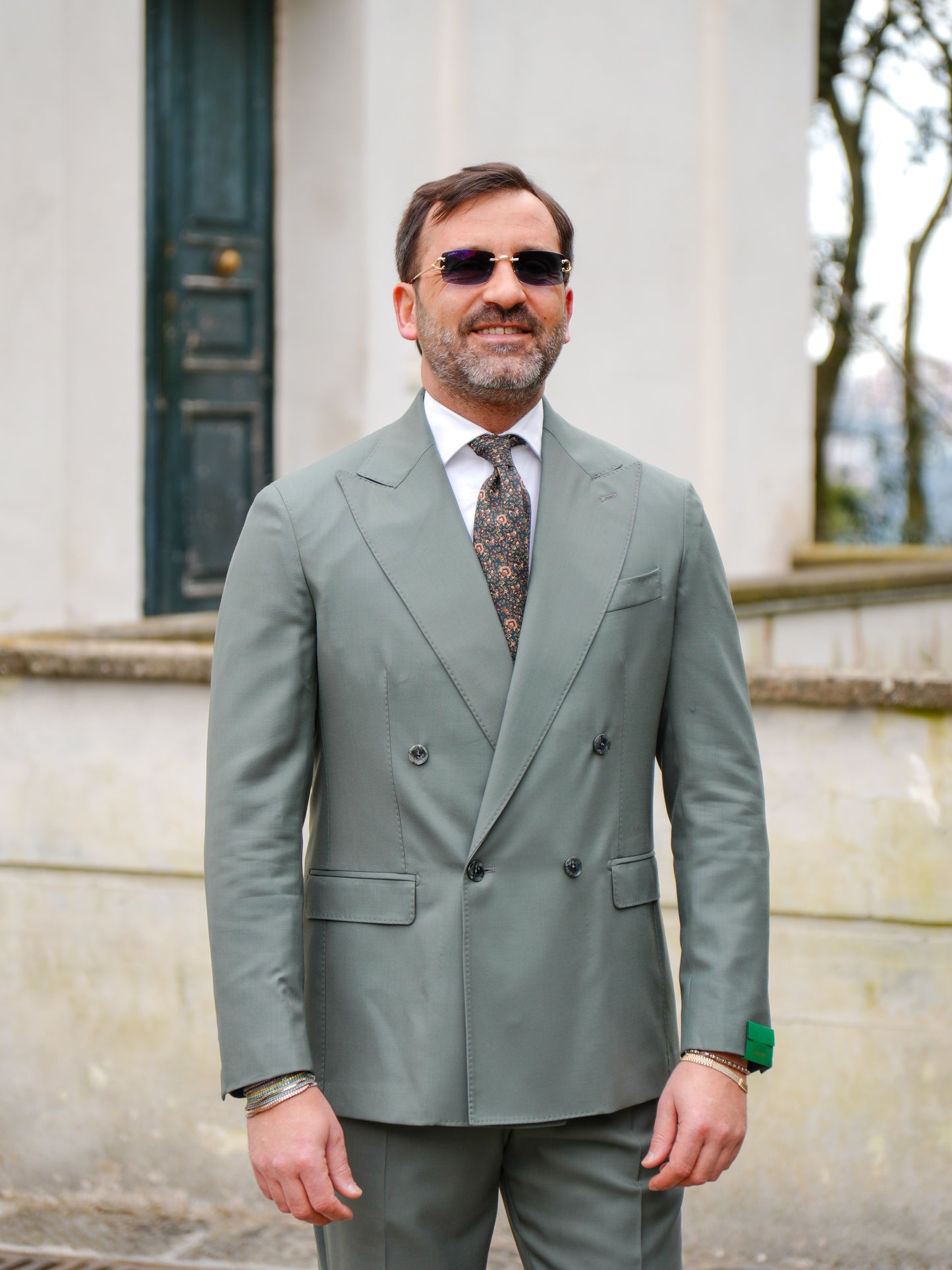 ABITO DOPPIOPETTO TINTA UNITA VERDE