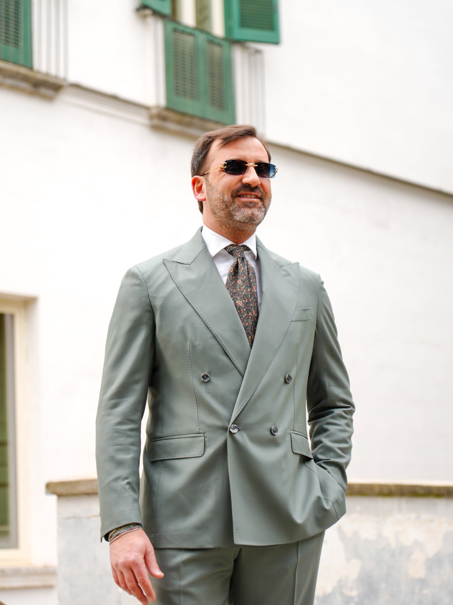 ABITO DOPPIOPETTO TINTA UNITA VERDE