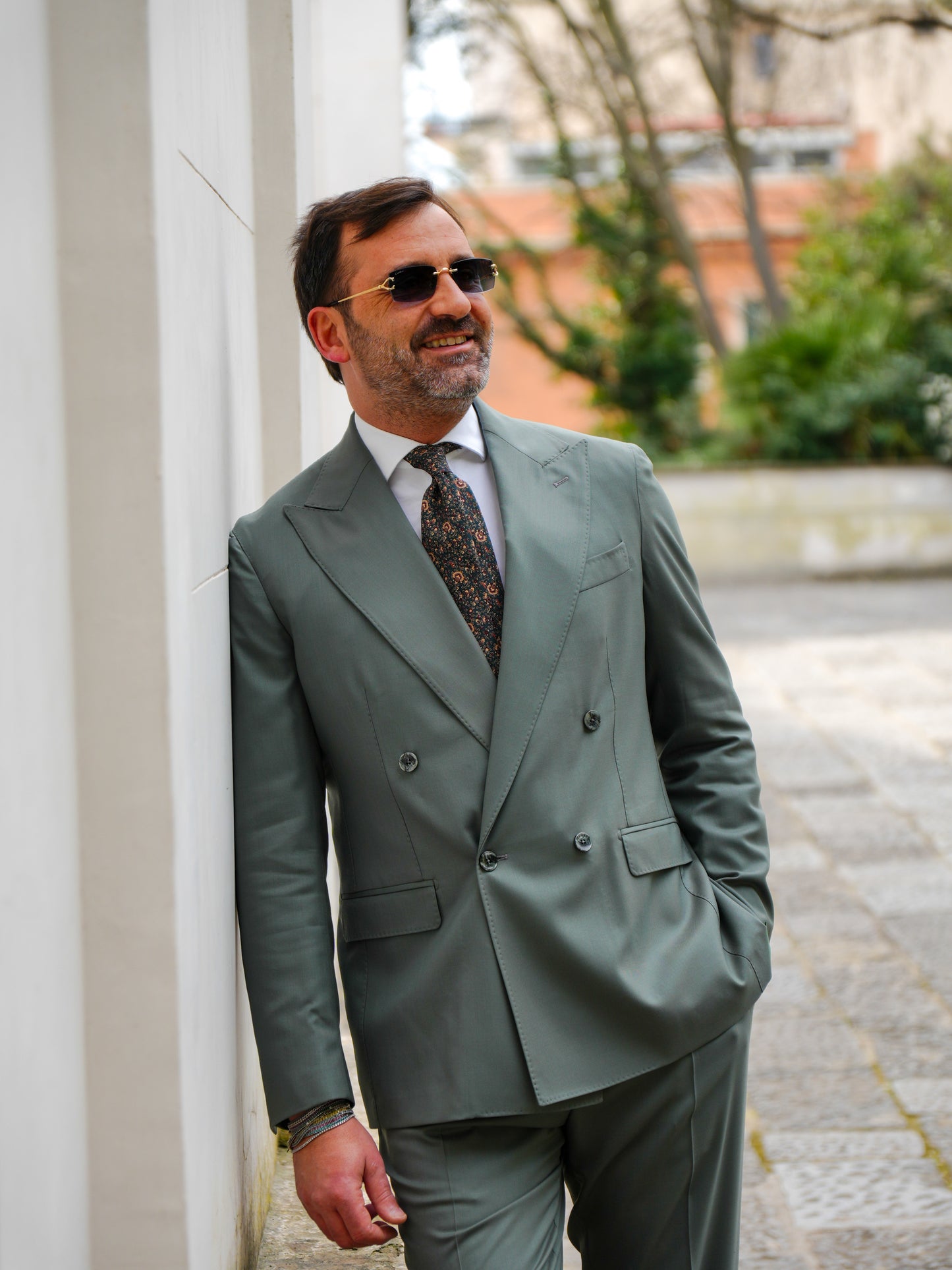 ABITO DOPPIOPETTO TINTA UNITA VERDE