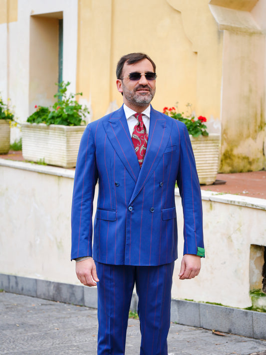 ABITO DOPPIOPETTO BLU RIGO ROSSO