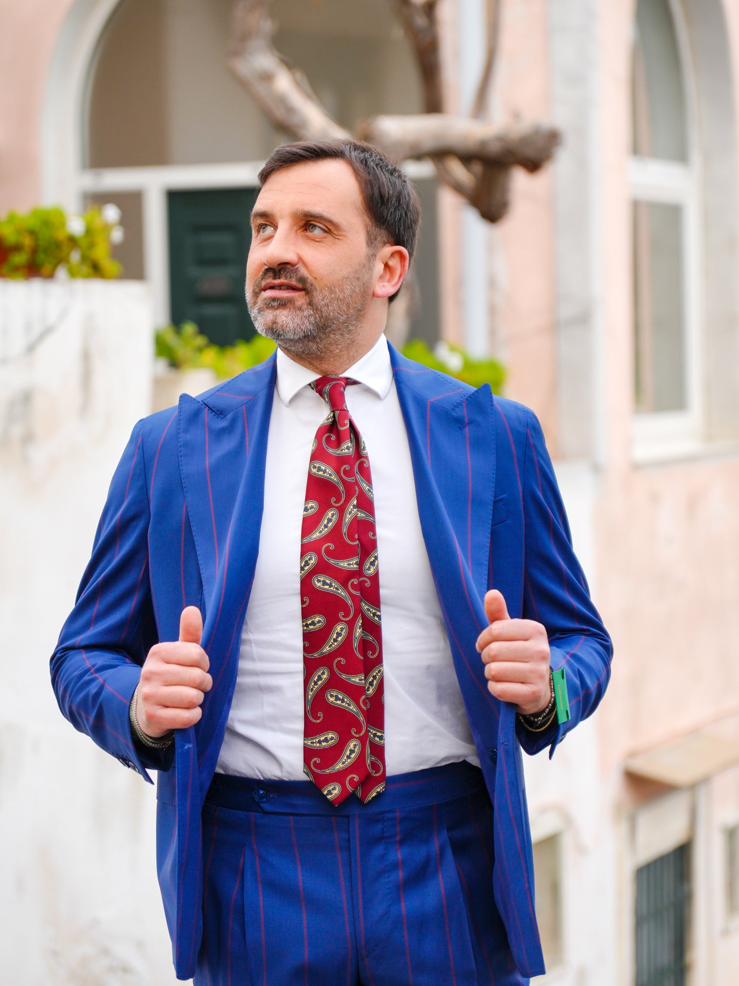 ABITO DOPPIOPETTO BLU RIGO ROSSO