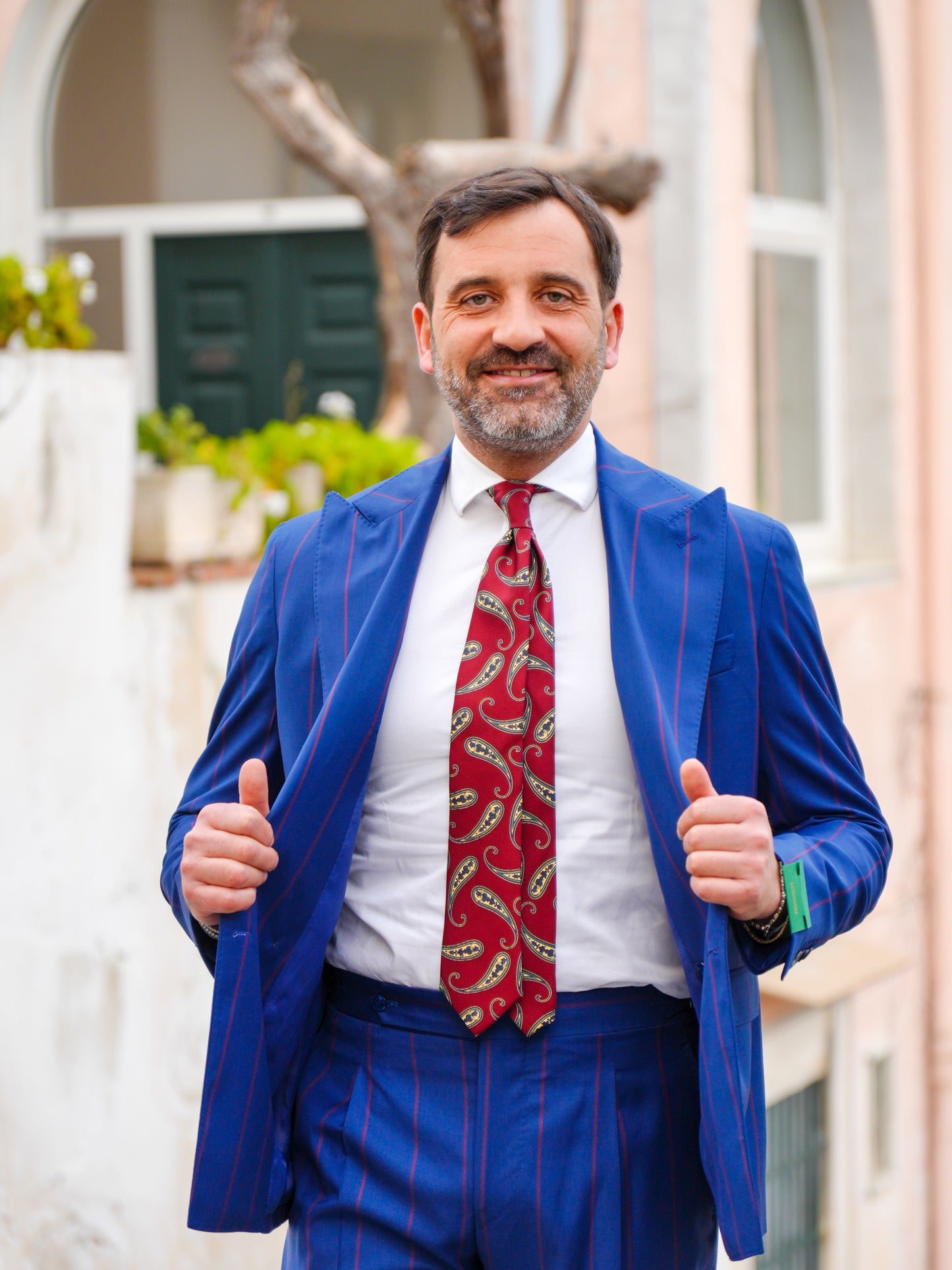 ABITO DOPPIOPETTO BLU RIGO ROSSO