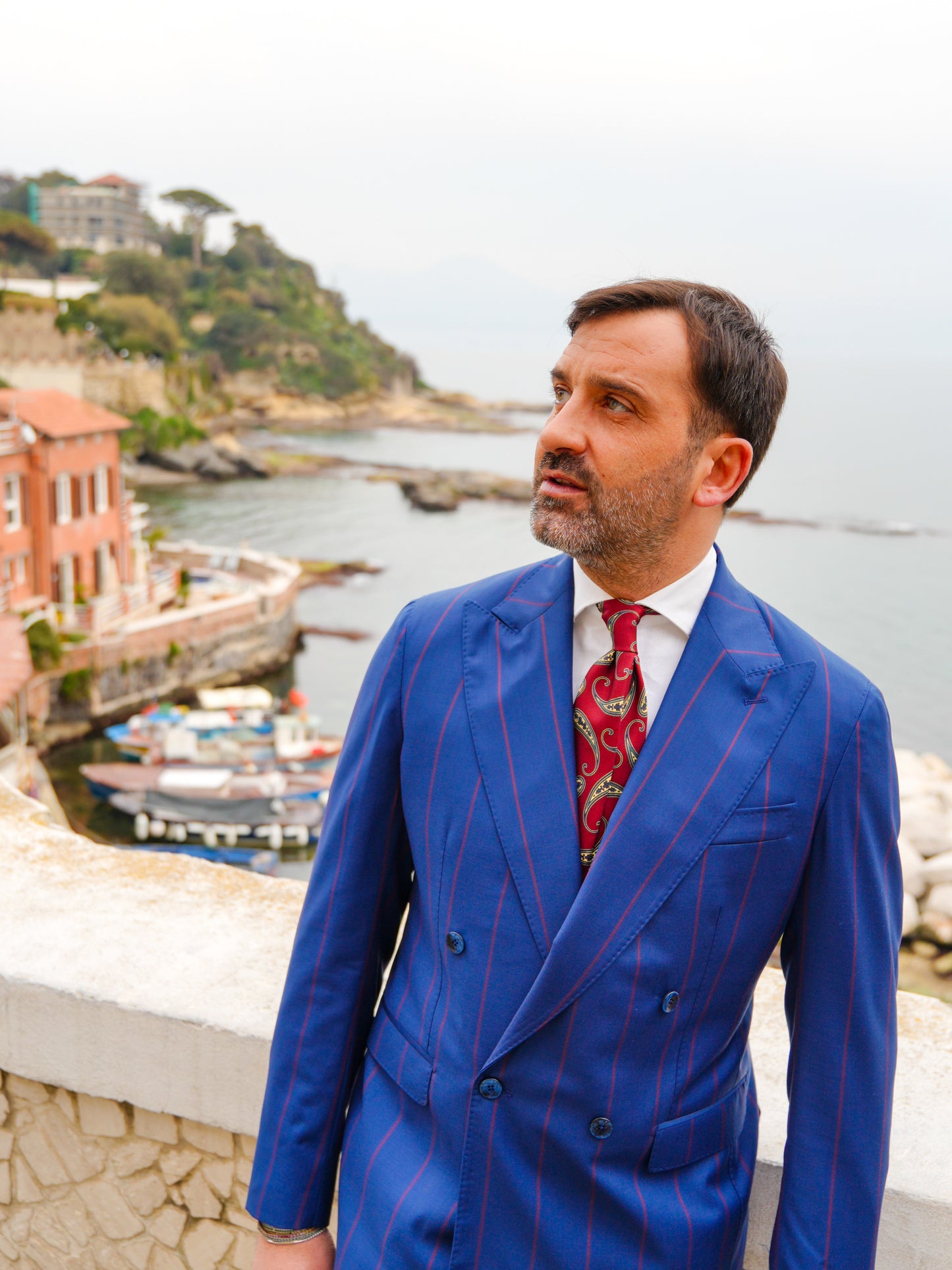 ABITO DOPPIOPETTO BLU RIGO ROSSO