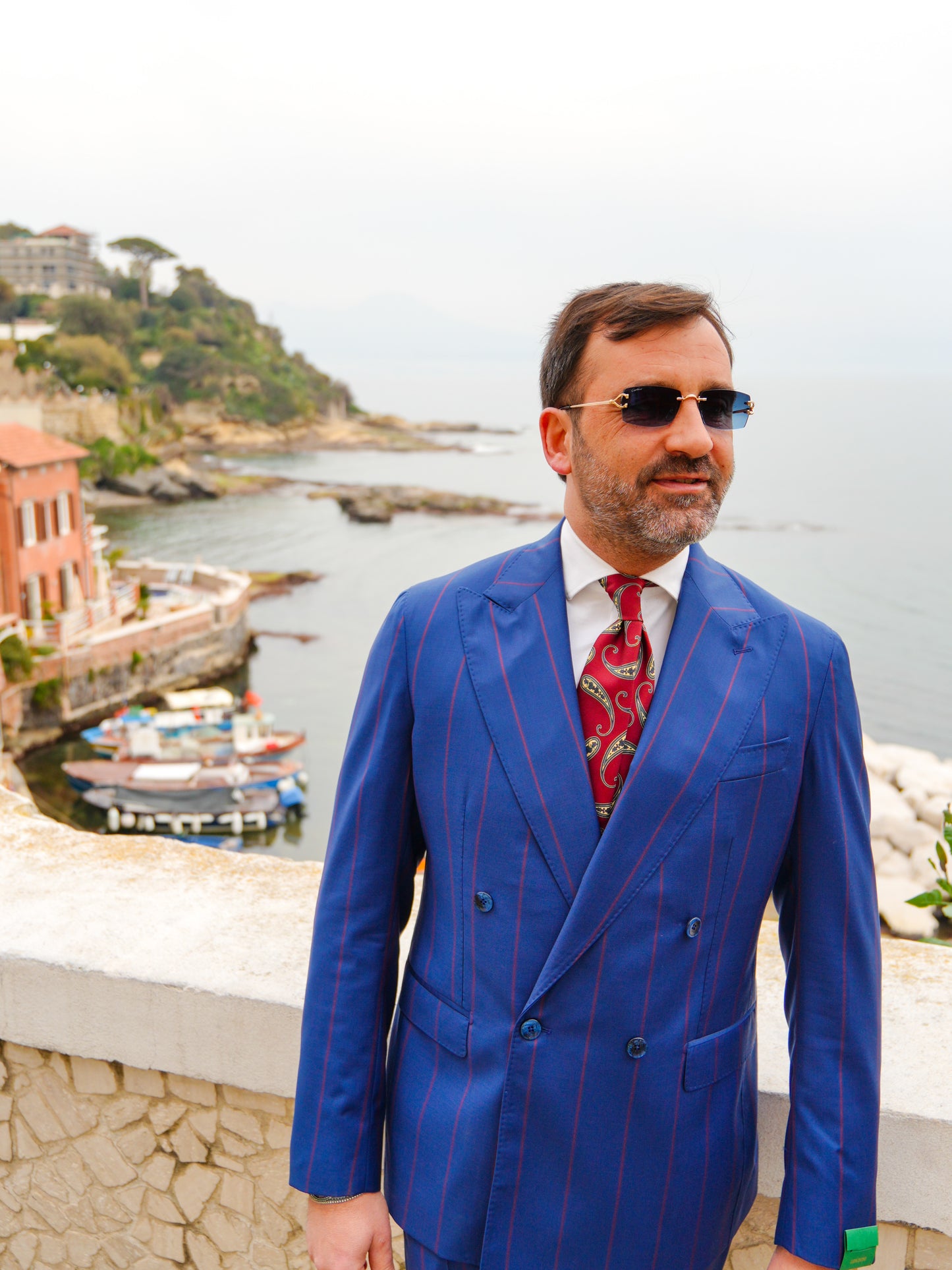 ABITO DOPPIOPETTO BLU RIGO ROSSO