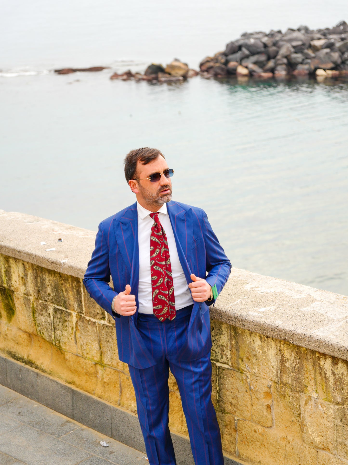 ABITO DOPPIOPETTO BLU RIGO ROSSO