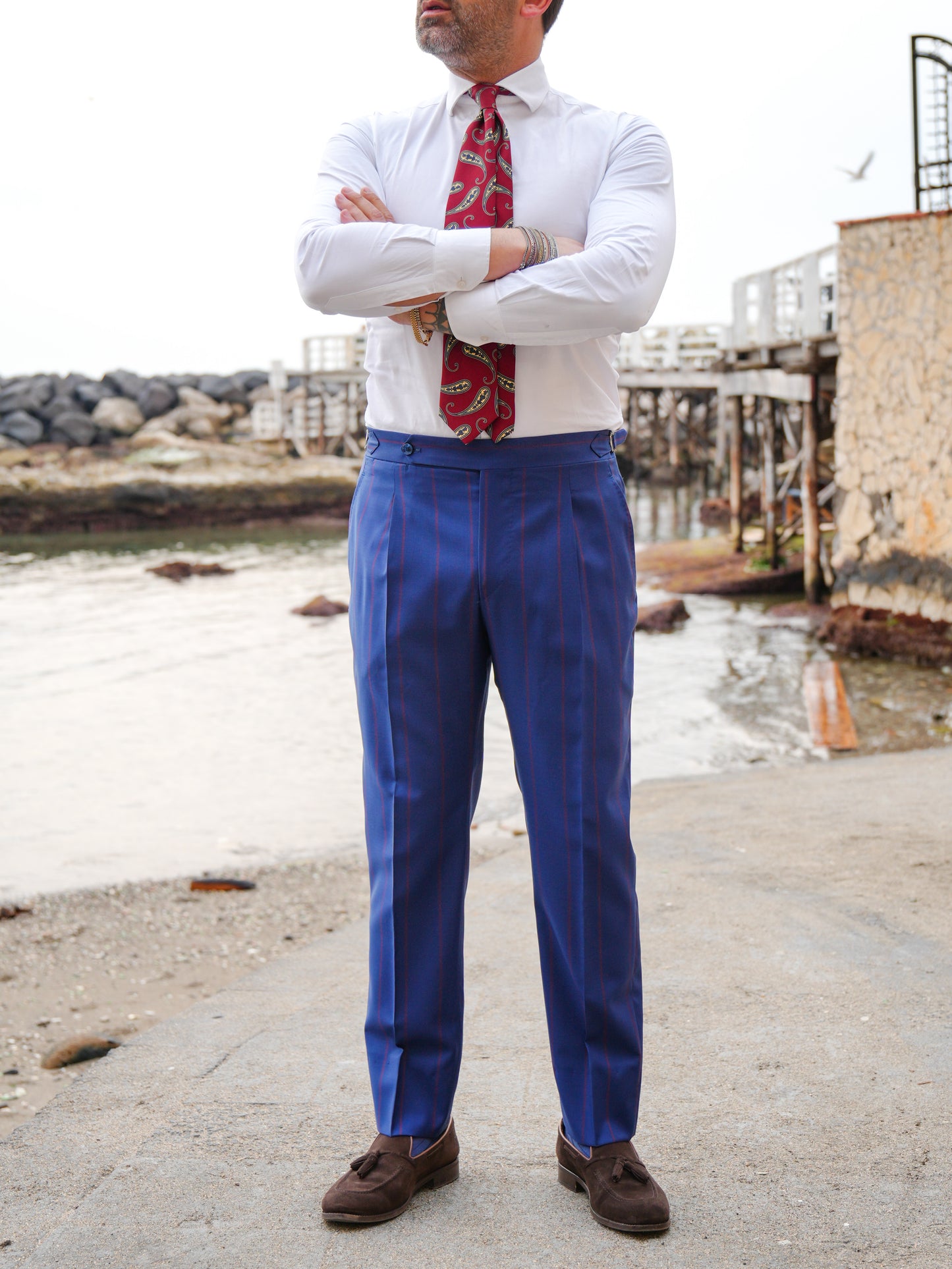 ABITO DOPPIOPETTO BLU RIGO ROSSO